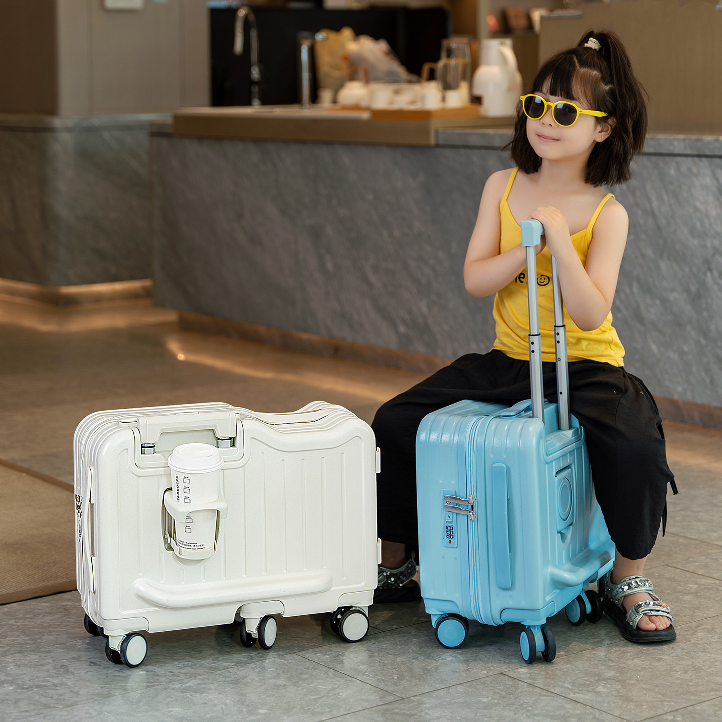 Children's luggage 2025 new model can mount boys and girls
