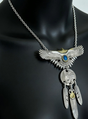 新品新款复古印第安雄鹰吊坠项链