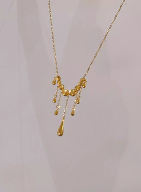 水滴流苏项链中式宫廷风河流金色