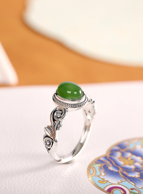 925银戒指空托diy绿松石戒托蜜蜡