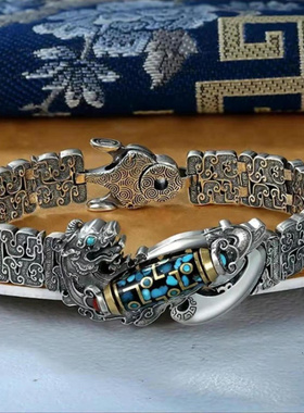 九眼天珠貔貅手链藏编织复古个性