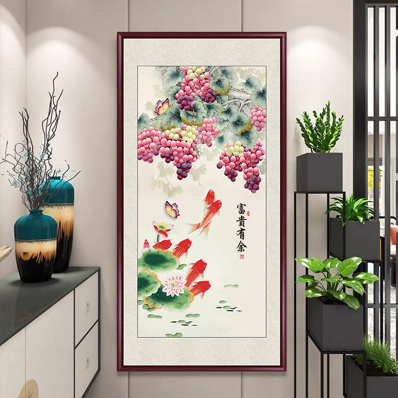 竹报平安竹子水墨画入户玄关装饰画客厅挂画花鸟国画中式竖版壁画,淘宝优惠券,粉丝福利购,淘宝优惠卷