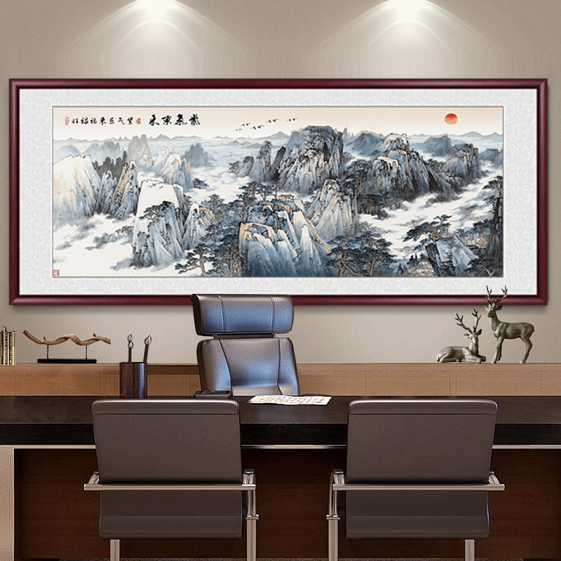 源远流长客厅挂画名家手绘真迹山水画国画办公室装饰画新中式壁画-图1