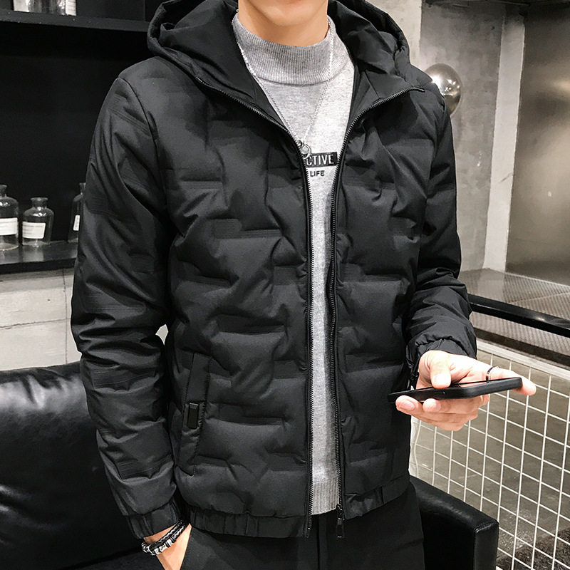 官方潮森马韩以纯色加厚连帽男短款 潮森马韩以保暖上装