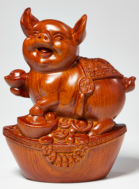 原创客厅生肖猪花梨木