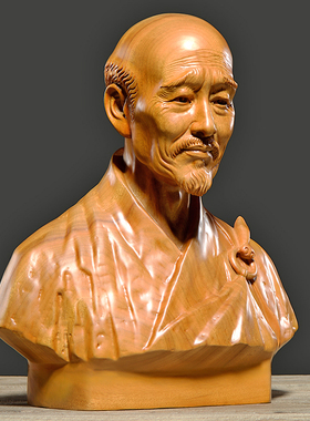 大师雕刻书房弘一法师香樟木中式