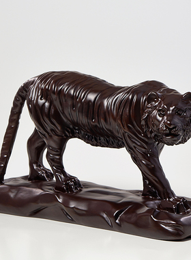 黑檀木雕老虎摆件中式客厅办公室