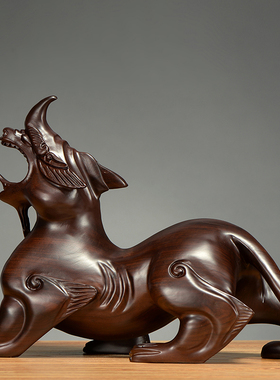 栩栩如生客厅貔貅黑檀木中式