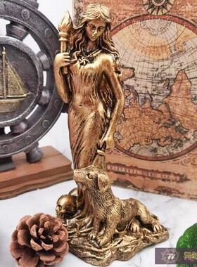 树脂女神狼树脂雕像赫卡忒希腊女神摆件装饰复古欧式Hecate