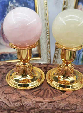 金属蝴蝶结细杆烛台水晶球底座