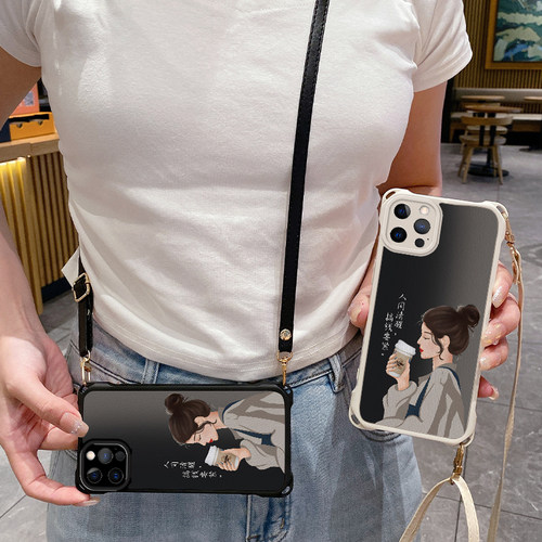 女孩适用苹果16promax手机壳斜跨挂绳防摔iphone12pro新款ihpnoe11e套13网红15plus xs女17air14x7xr潮8xsmax - 图2