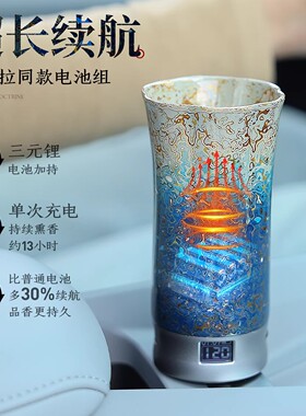 非遗大漆工艺手持香炉充电高温品香器景德镇陶瓷香薰炉车载品香杯