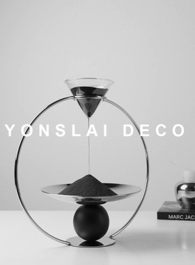 简约现代创意不锈钢沙漏摆件极简轻奢样板间售楼处民宿书房装饰品