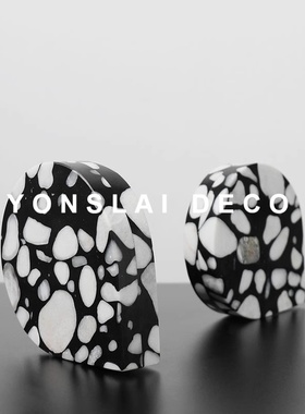 现代简约轻奢高档大理石书档摆件样板间客厅博古架书柜软装饰品