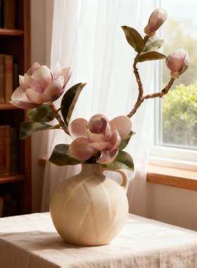 手工DIY极简风陶瓷仿真花瓶摆件