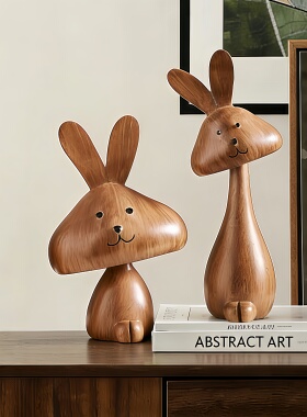 成双兔-中古风玄关情侣摆件摆件