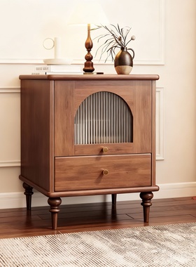 法式复古实木收纳床头柜