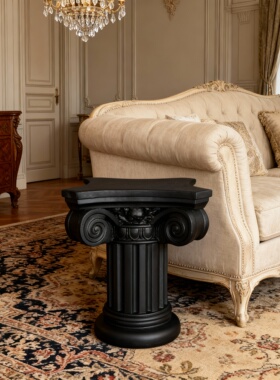 欧式古典柱形树脂边桌摆件