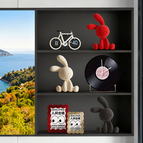 现代轻奢客厅电视柜摆件套组高档小众坐姿兔子家居装饰品乔迁礼物 - 图0