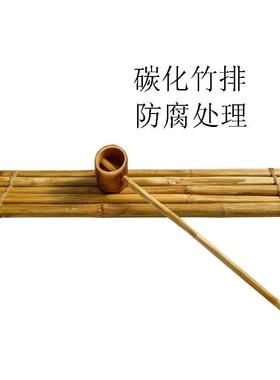 碳化竹排摆件庭院中式黄色竹盆钵防腐板槽太阳能鱼缸客厅陶罐养