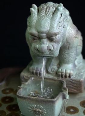 日进斗金招财流水摆件办公室前台茶室开业礼物高档新中式循环水景