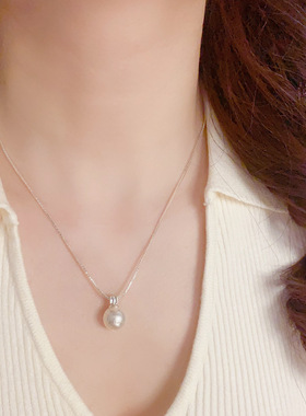 「YU心」甜酷辣妹双层厚银珍珠项链可分开双条套装锁骨链