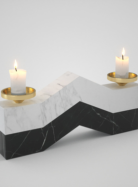 轻奢风圆形烛台样板房间艺术品