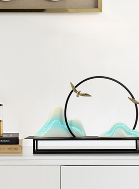 新中式风客厅办公室书柜创意装饰