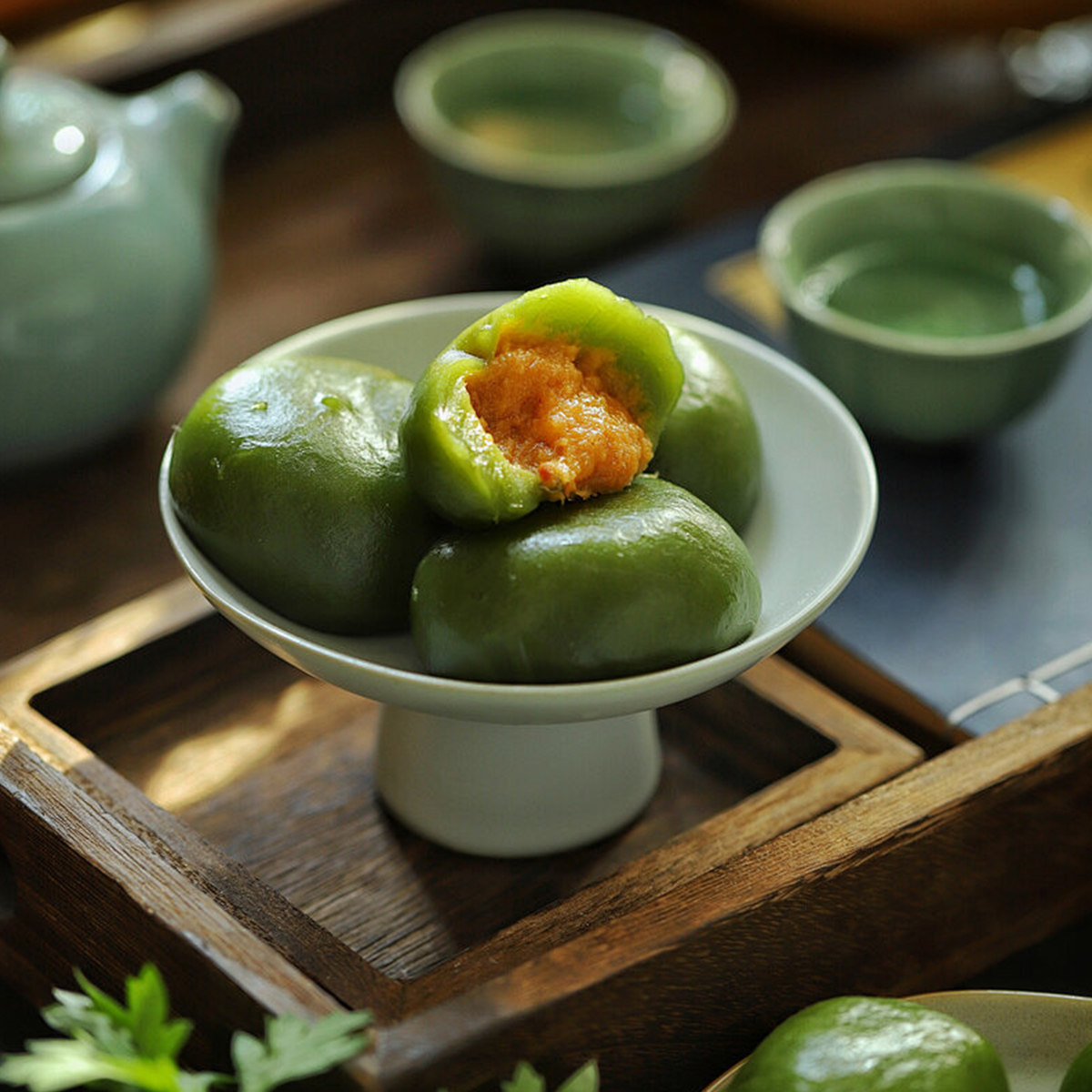 中华老字号绿柳居麻薯青团艾草糯米团子盒装蛋黄肉松清明果子糕点