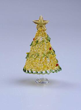 手工琉璃圣诞树 亮晶晶桌面摆件 日常送礼可爱礼物 玻璃家居装饰