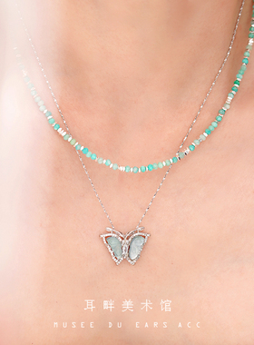 A天然蓝水翡翠蝴蝶项链女款