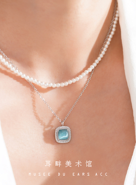 B一汪清泉方块蓝项链女2025新款