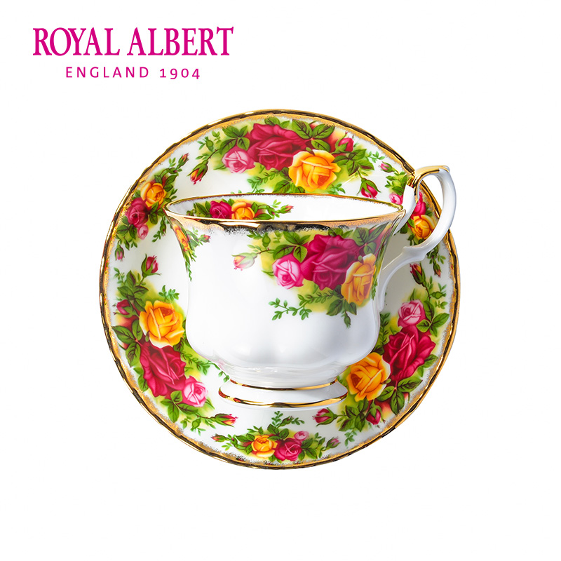 Royal Albert皇家阿尔伯特老镇玫瑰骨瓷咖啡杯茶杯碟礼盒欧式奢华 - 图2