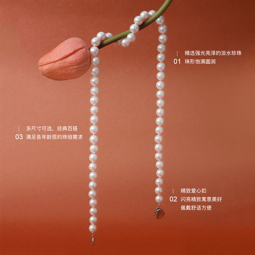 【母亲节礼物】珍珠皇后淡水珍珠项链S925银锁骨链颈链满珠链妈妈 - 图1