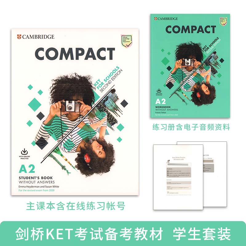 Compact Key Preliminary for Schools A2 B1 学生套装 第二版 2020年新考纲官方剑桥KET PET 校园青少版考试专用教材官方备考书 - 图1