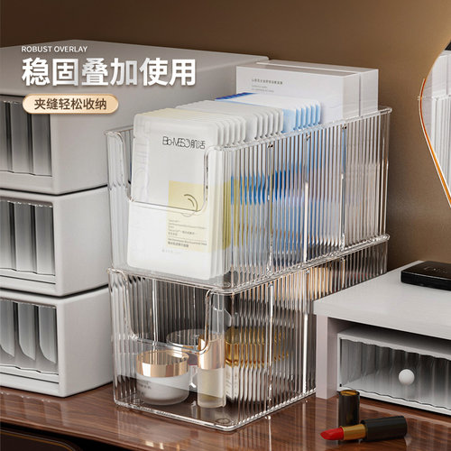 面膜收纳盒专用透明分格桌面护肤品口红整理盒卫生间化妆品置物架 - 图3