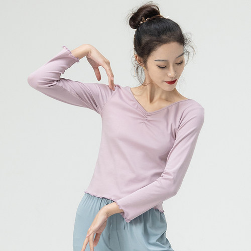 舞蹈服古典舞练功服女长袖上衣现代舞服装民族舞形体服教师专用 - 图1