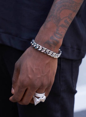 男女通用钛钢欧美时尚古巴手链