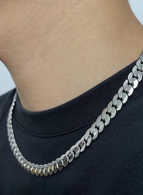 钛钢古巴项链男女压花链简约风