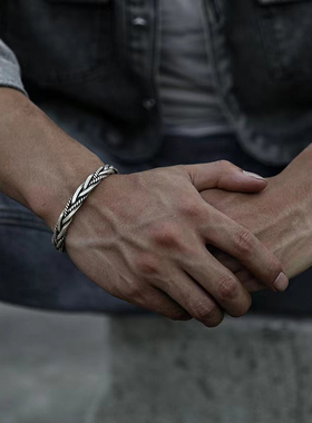 复古男女情侣编织开口手镯