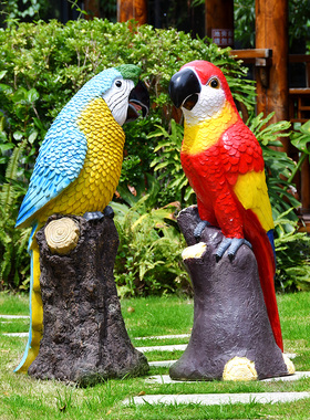 鹦鹉落地摆件公园商场仿真动物