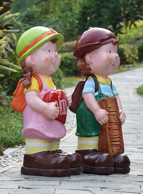 幼儿园卡通人物小孩雕塑商场美陈店门口迎宾摆件园林景观装饰小品