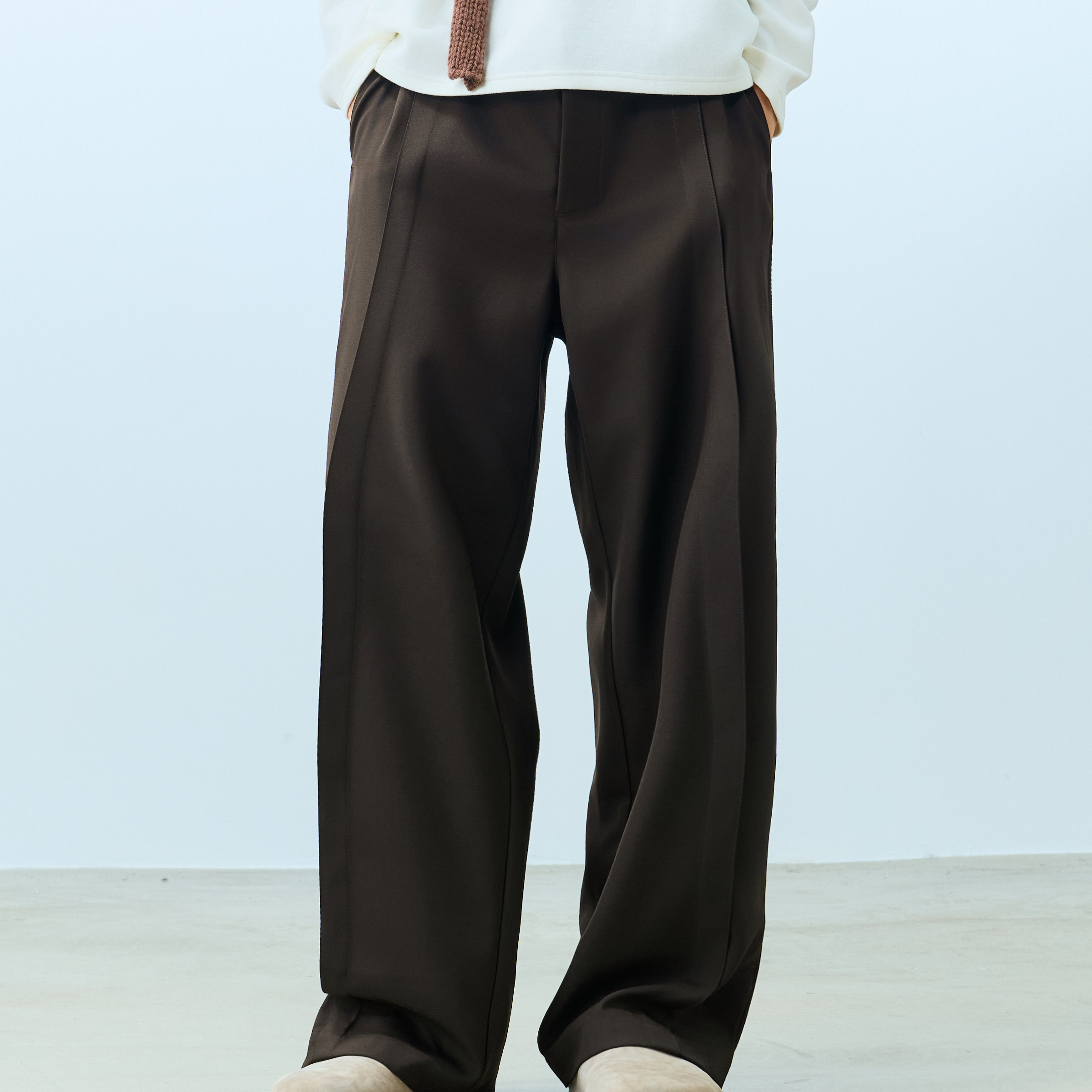 TANOXI P391 可机洗 澳洲美丽诺 精纺羊毛西裤 立体褶位直筒长裤 - 图0