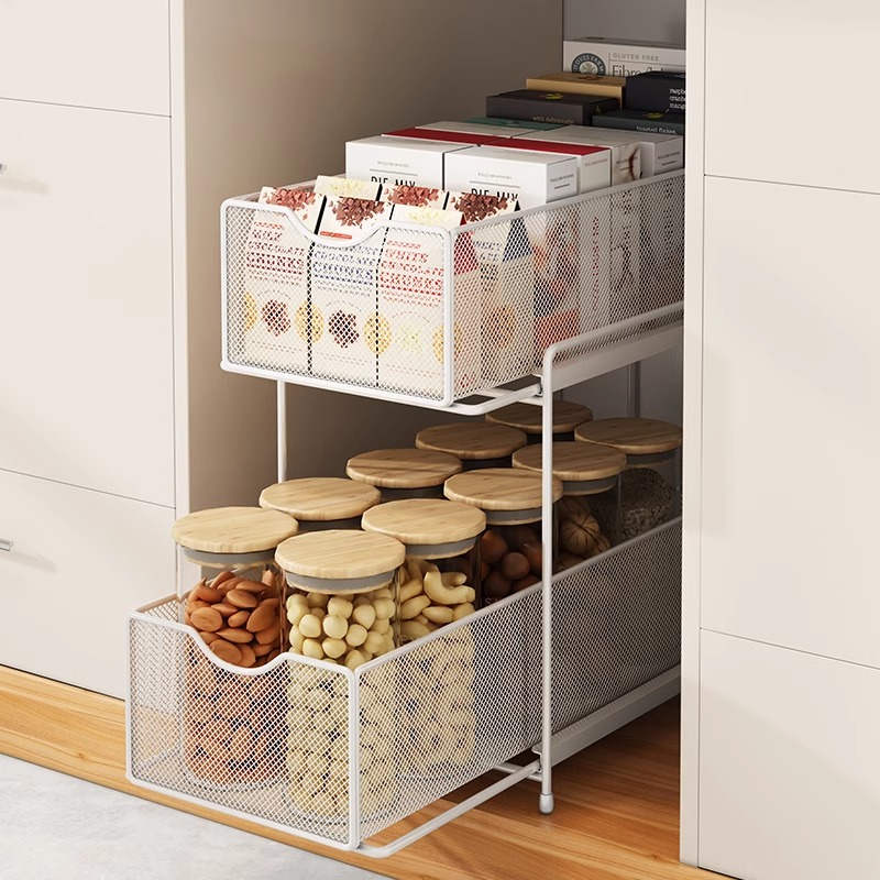 多层可伸缩拉篮厨房下水槽置物架抽拉式滑轨抽屉橱柜内碗碟收纳架,淘宝优惠券,粉丝福利购,淘宝优惠卷