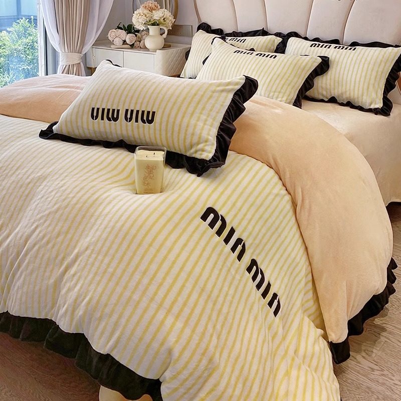 冬季保暖牛奶绒四件套加厚花边被套少女心床单床笠款双面珊瑚绒4,淘宝优惠券,粉丝福利购,淘宝优惠卷