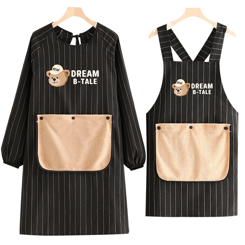 防污棉布长袖围裙2025新款家用厨房做饭罩衣女透气耐脏工作服定制 - 图3