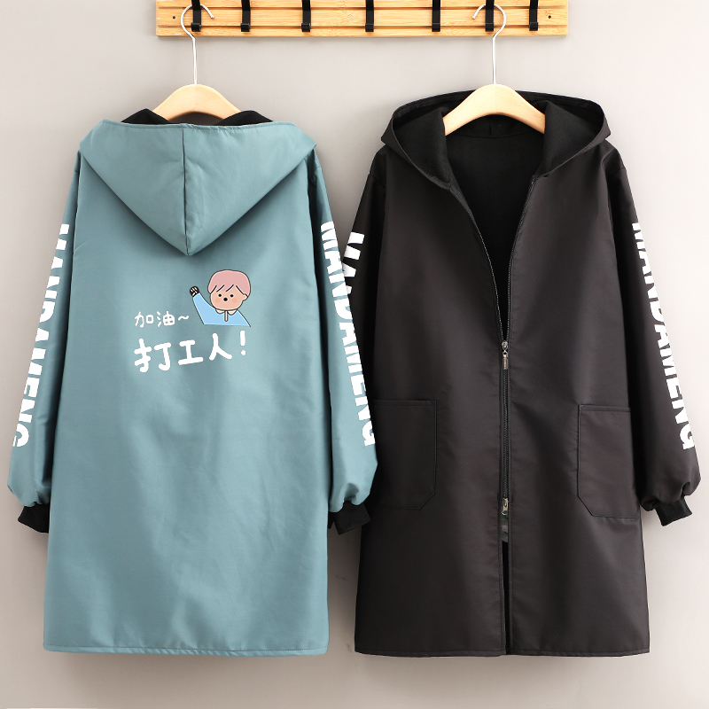 冬季加绒加厚长袖围裙女时尚防水防油罩衣大人上班男士工作服定制 - 图0
