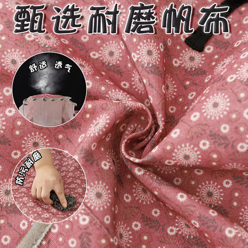 复古帆布围裙家用厨房防污长袖罩衣女做饭围腰餐饮专用外穿工作服 - 图0