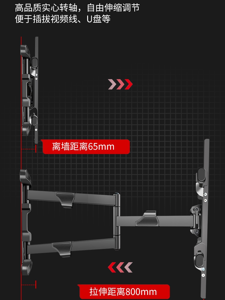 通用于索尼电视180度伸缩旋转挂架55/65/75寸9500H/x9000h/x8000h - 图3