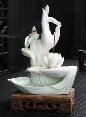 新款陶瓷倒流香炉佛手蚊香炉抖音